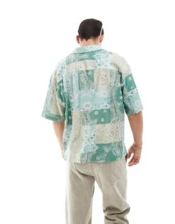 Pull&Bear Patchwork Patterned Shirt In Green For Men -Pull&Bear Sales 207007468 4