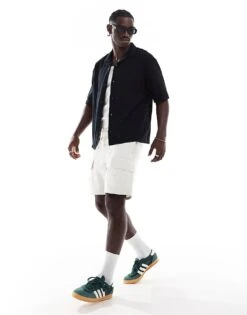 Pull&bear Short Sleeve Textured Shirt In Black For Men -Pull&Bear Sales 207007492 2