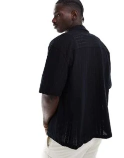 Pull&bear Short Sleeve Textured Shirt In Black For Men -Pull&Bear Sales 207007492 3