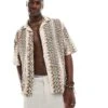 Pull&Bear Patterned Crochet Shirt In Khaki For Men Green -Pull&Bear Sales 207007523 1 green