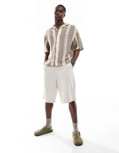 Pull&Bear Patterned Crochet Shirt In Khaki For Men Green 8 Pull&Bear Patterned Crochet Shirt In Khaki For Men Green -Pull&Bear Sales 207007523 2