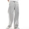 Pull&Bear Heavyweight Wide Leg Joggers In Grey Marl For Men -Pull&Bear Sales 207018029 1 grey
