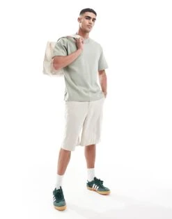 Pull&Bear Ottoman T-shirt In Green For Men