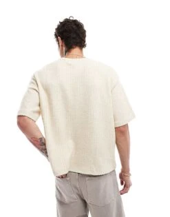 Pull&Bear Knitted T-shirt In Ecru For Men -Pull&Bear Sales 207039920 2