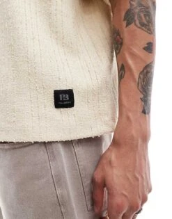 Pull&Bear Knitted T-shirt In Ecru For Men -Pull&Bear Sales 207039920 3