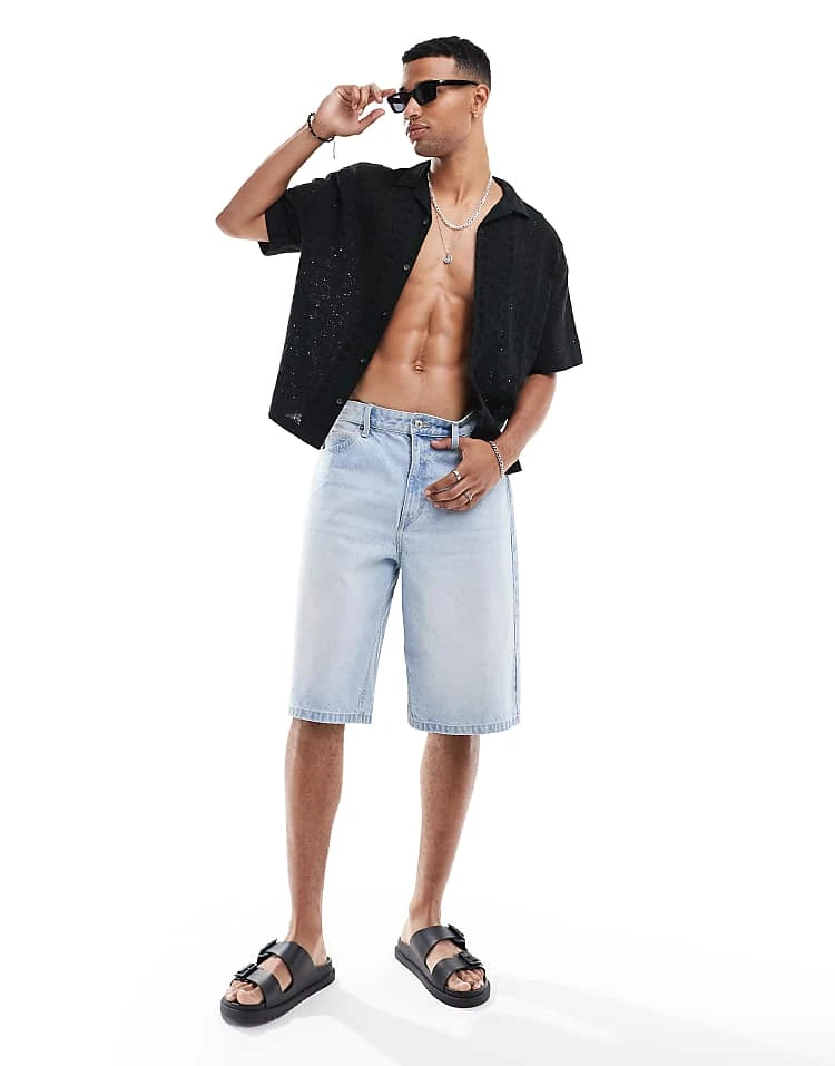 Pull&Bear Broderie Shirt In Black For Men 5 Pull&Bear Broderie Shirt In Black For Men - Image 3