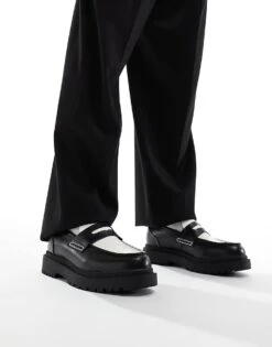 Pull&Bear Contrast Loafer In Black And White For Men