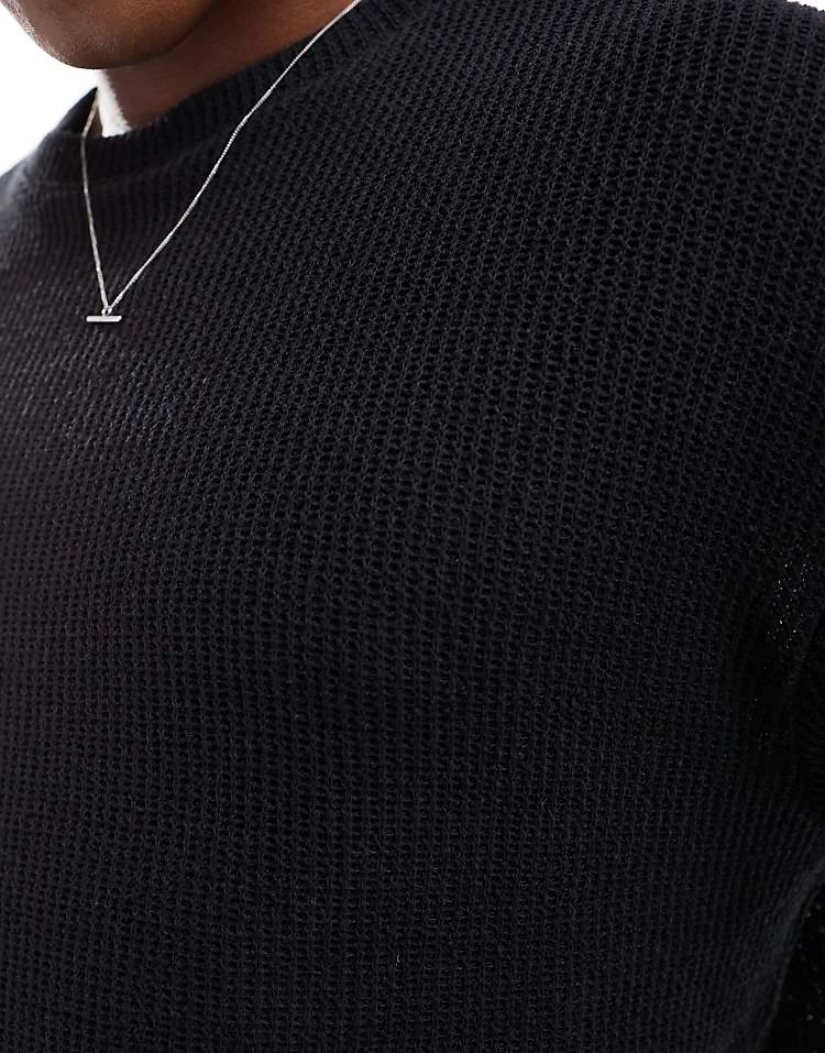 Pull&Bear Ribbed Knitted T-shirt In Black For Men 5 Pull&Bear Ribbed Knitted T-shirt In Black For Men - Image 3