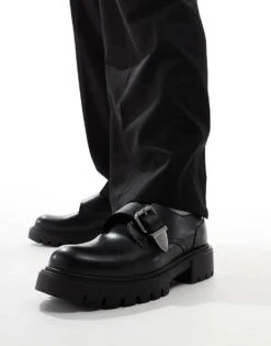 Pull&Bear Buckle Detail Brogue In Black For Men