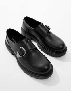 Pull&Bear Buckle Detail Brogue In Black For Men -Pull&Bear Sales 207137234 4