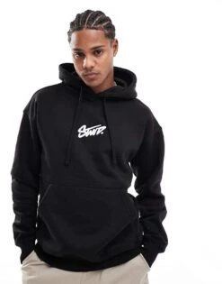 Pull&Bear STWD Hoodie In Black For Men