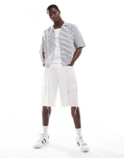 Pull&Bear Boxy Fit Stripe Shirt In Blue For Men -Pull&Bear Sales 207170846 3