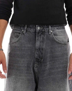 Pull&Bear Super Baggy Fit Jean In Heavy Washed Dark Grey For Men -Pull&Bear Sales 207196111 5