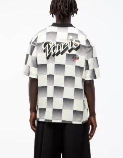 Pull&Bear Paris Checkered Retro Sports T-shirt In Ecru For Men White -Pull&Bear Sales 207215009 3
