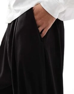 Pull&Bear Tailored Wide Leg Trousers In Black For Men -Pull&Bear Sales 207215024 3