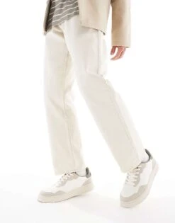 Pull&Bear Colour Block Trainer In White And Ecru For Men Neutral