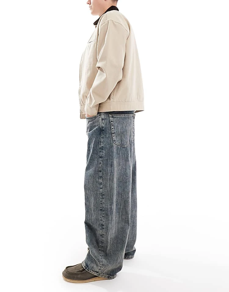 Pull&Bear Superbaggy Washed Jeans In Dark Blue For Men 5 Pull&Bear Superbaggy Washed Jeans In Dark Blue For Men - Image 3