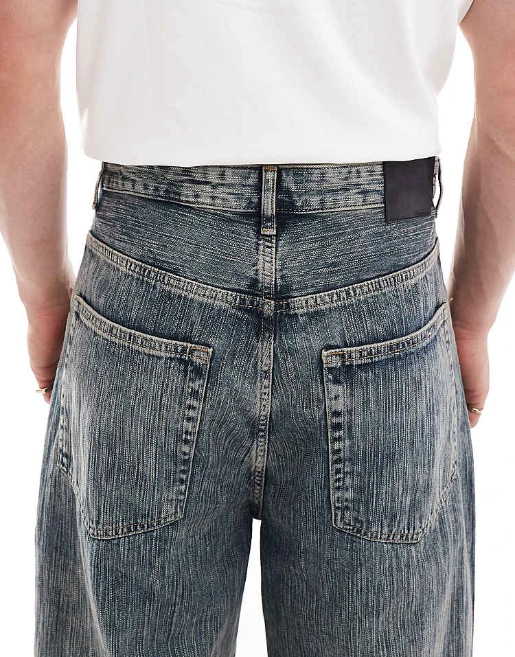 Pull&Bear Superbaggy Washed Jeans In Dark Blue For Men 6 Pull&Bear Superbaggy Washed Jeans In Dark Blue For Men - Image 4