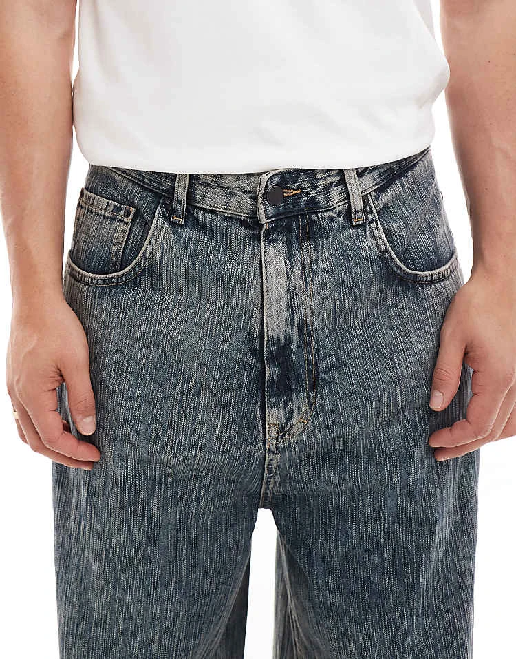 Pull&Bear Superbaggy Washed Jeans In Dark Blue For Men 7 Pull&Bear Superbaggy Washed Jeans In Dark Blue For Men - Image 5