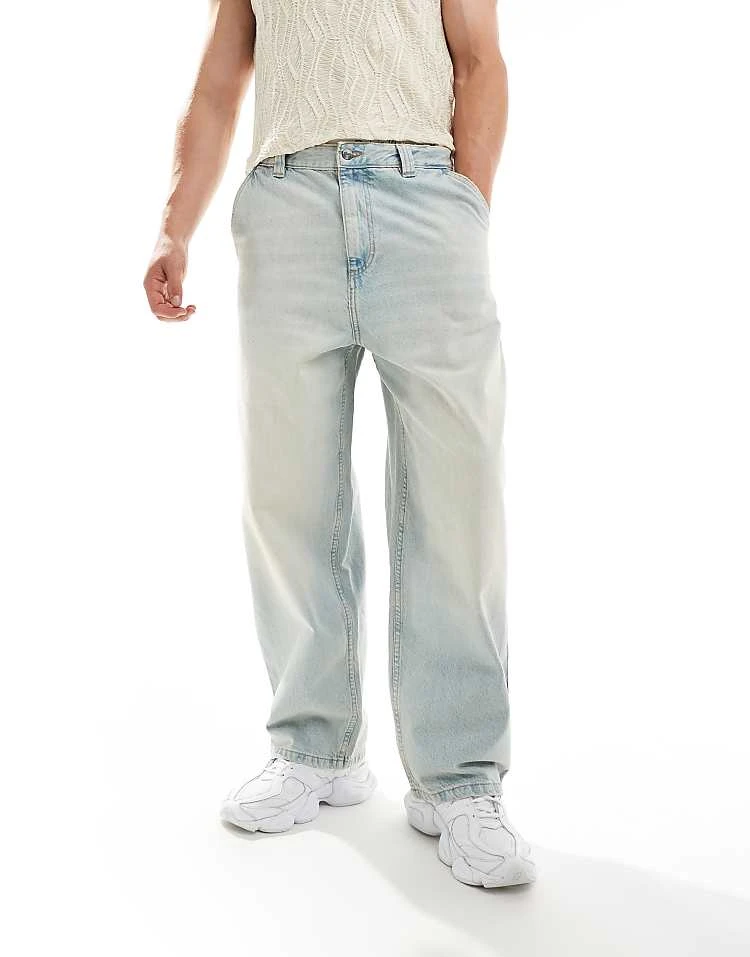 Pull&Bear Skater Fit Jean In Light Washed Blue For Men Light Blue 3 Pull&Bear Skater Fit Jean In Light Washed Blue For Men Light Blue