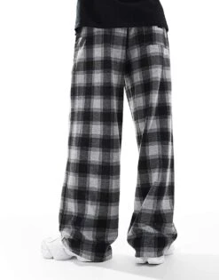 Pull&Bear Wide Leg Skate Checked Trouser In Black For Men 10 Pull&Bear Wide Leg Skate Checked Trouser In Black For Men -Pull&Bear Sales 207289877 3