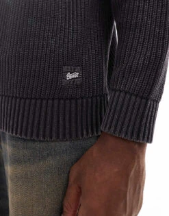Pull&Bear Ribbed Acid Washed Jumper In Charcoal Grey For Men -Pull&Bear Sales 207308661 3