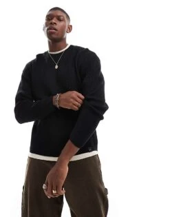 Pull&Bear Ribbed Knitted Jumper In Black For Men -Pull&Bear Sales 207308694 1 black 1