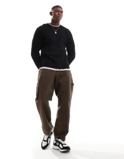 Pull&Bear Ribbed Knitted Jumper In Black For Men -Pull&Bear Sales 207308694 4