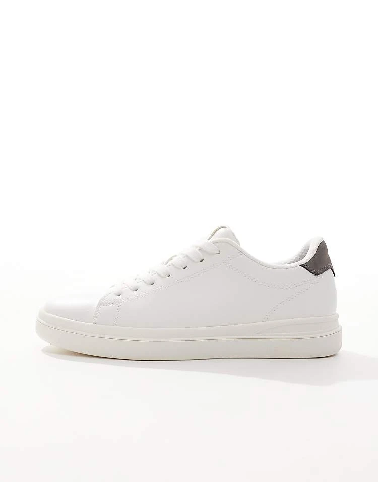 Pull&Bear Lace Up Trainer With Back Tab In White For Men 4 Pull&Bear Lace Up Trainer With Back Tab In White For Men - Image 2