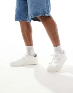 Pull&Bear Lace Up Trainer With Back Tab In White For Men 11 Pull&Bear Lace Up Trainer With Back Tab In White For Men -Pull&Bear Sales 207313592 4