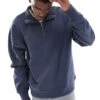 Pull&Bear 1/4 Zip Sweatshirt In Dark Blue For Men -Pull&Bear Sales 207347250 1 blue