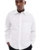 Pull&Bear Long Sleeve Boxy Fit Stripe Shirt In White For Men 1 Pull&Bear Long Sleeve Boxy Fit Stripe Shirt In White For Men -Pull&Bear Sales 207347326 1 white