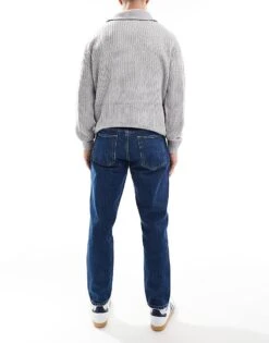 Pull&Bear Standard Fit Rinse Wash Jean In Dark Blue For Men -Pull&Bear Sales 207384488 2