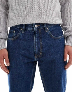 Pull&Bear Standard Fit Rinse Wash Jean In Dark Blue For Men -Pull&Bear Sales 207384488 5
