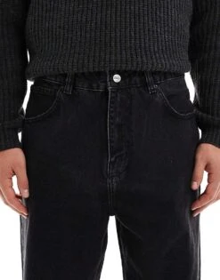 Pull&Bear Baggy Loose Fit Jean In Black For Men -Pull&Bear Sales 207384528 5