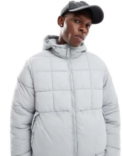Pull&Bear Lightweight Puffer Jacket With Hood In Ice Grey For Men -Pull&Bear Sales 207384571 1 grey 1