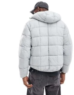 Pull&Bear Lightweight Puffer Jacket With Hood In Ice Grey For Men -Pull&Bear Sales 207384571 4