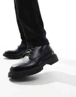 Pull&Bear Lace Up Boot In Black For Men