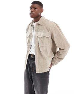 Pull&Bear Corduroy Shirt In Washed Sand For Men -Pull&Bear Sales 207408838 1 sand 1