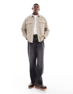 Pull&Bear Corduroy Shirt In Washed Sand For Men -Pull&Bear Sales 207408838 3