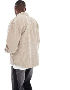Pull&Bear Corduroy Shirt In Washed Sand For Men -Pull&Bear Sales 207408838 4