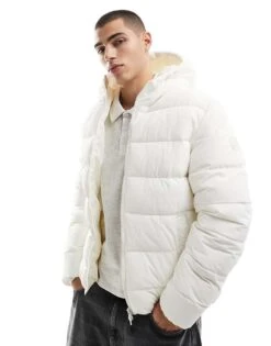 Pull&Bear Puffer Jacket With Hood In Off White For Men Offwhite -Pull&Bear Sales 207408887 1 offwhite 1