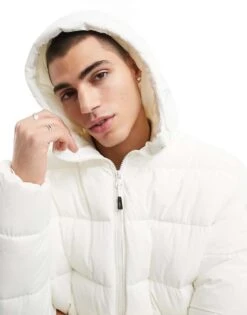 Pull&Bear Puffer Jacket With Hood In Off White For Men Offwhite -Pull&Bear Sales 207408887 3