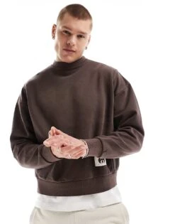 Pull&Bear Graphic Printed Sweatshirt In Washed Brown For Men -Pull&Bear Sales 207443992 4