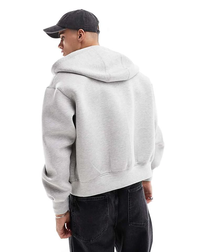 Pull&Bear Heavyweight Premium Zip Through Hoodie In Grey For Men 4 Pull&Bear Heavyweight Premium Zip Through Hoodie In Grey For Men - Image 2