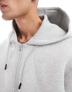 Pull&Bear Heavyweight Premium Zip Through Hoodie In Grey For Men 10 Pull&Bear Heavyweight Premium Zip Through Hoodie In Grey For Men -Pull&Bear Sales 207443997 4