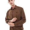 Pull&Bear Mini Check Long Sleeve Shirt In Brown For Men 1 Pull&Bear Mini Check Long Sleeve Shirt In Brown For Men -Pull&Bear Sales 207444020 1 brown