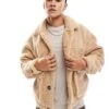 Pull&Bear Borg Trucker Jacket In Sand For Men -Pull&Bear Sales 207450340 1 sand