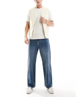 Pull&Bear Loose Fit Straight Leg Jean In Mid Blue For Men -Pull&Bear Sales 207480196 1 blue 1