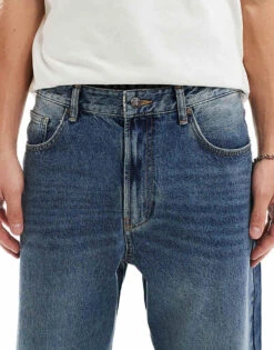 Pull&Bear Loose Fit Straight Leg Jean In Mid Blue For Men -Pull&Bear Sales 207480196 5